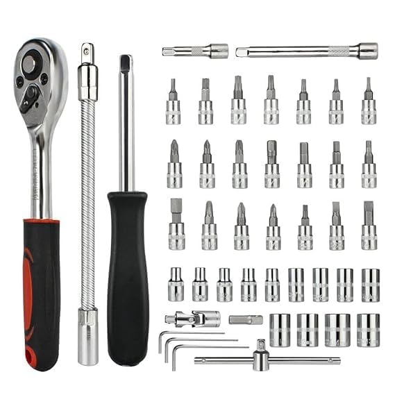 Promak Tool Kit 46 Tool Kit Tool Kit for Home Use Tools Kit Spanner Set Socket Set Wrench Set Tools Set Hand Tools Bike Tool Kit Set Socket Wrench Set. - Image 5