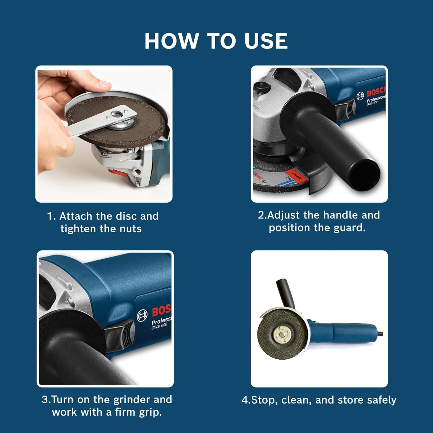 BOSCH Professional GWS 600 Angle Grinder | 670W Power | No-load Speed of 11000 RPM | Versatile Cutting and Grinding Tool | M10 Grinding Spindle Thread | 100 mm Disc | 1 Year Warranty - Image 6