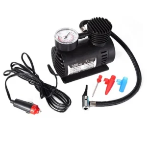 Promak Air Compressor with Pressure Gauge, 12V DC Portable Tyre Inflator Air Pump for Car, Trucks, Bus, Bike